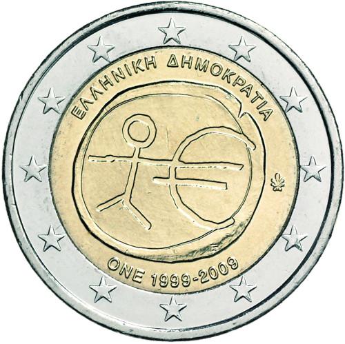 2009 2 Euro Grécko - 10. výročie hospodárskej a menovej únie