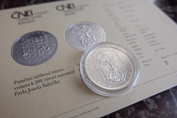 1995 Pamätná strieborná minca. 200 kč. 200. výročie narodenia Jozefa Šafárika
