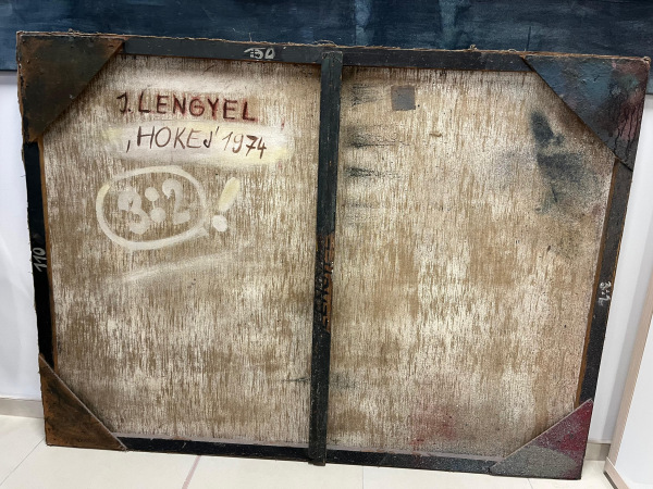 Majestátny obraz hokejistov okolo roku 1974 Akad. Mal. Ján Lengyel 3