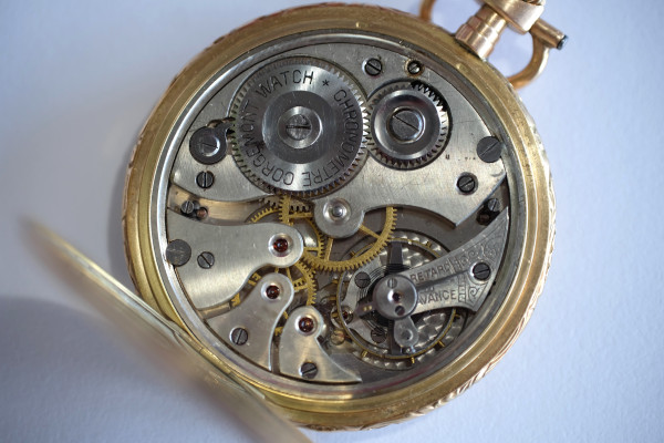Zlaté 14 karátové pánske zlaté hodinky dvojpláštové CHRONOMETRE CORGEMONT 3