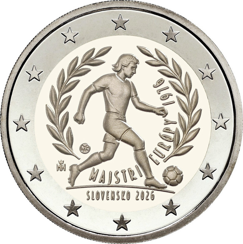 2026 2 eurová minca - Víťazstvo futbalistov Československa +Pamätná karta