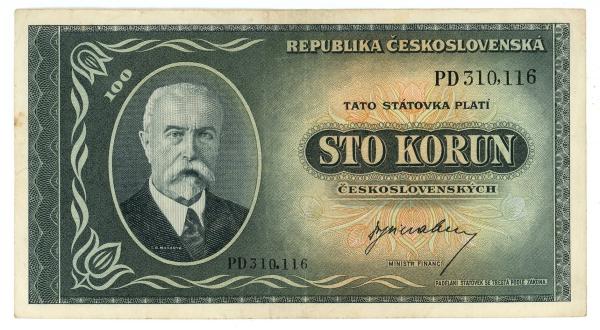 1945 100 korun Masaryk séria PD