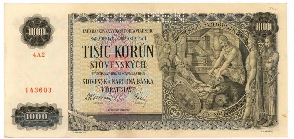 1940 1000 korun Slovenský štát séria 4a2 SPECIMEN