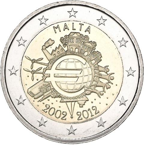 2012 2 EURO Malta - 10. rokov Euro meny