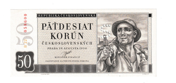 1950 50 kčs séria B Stav xf perforácia S