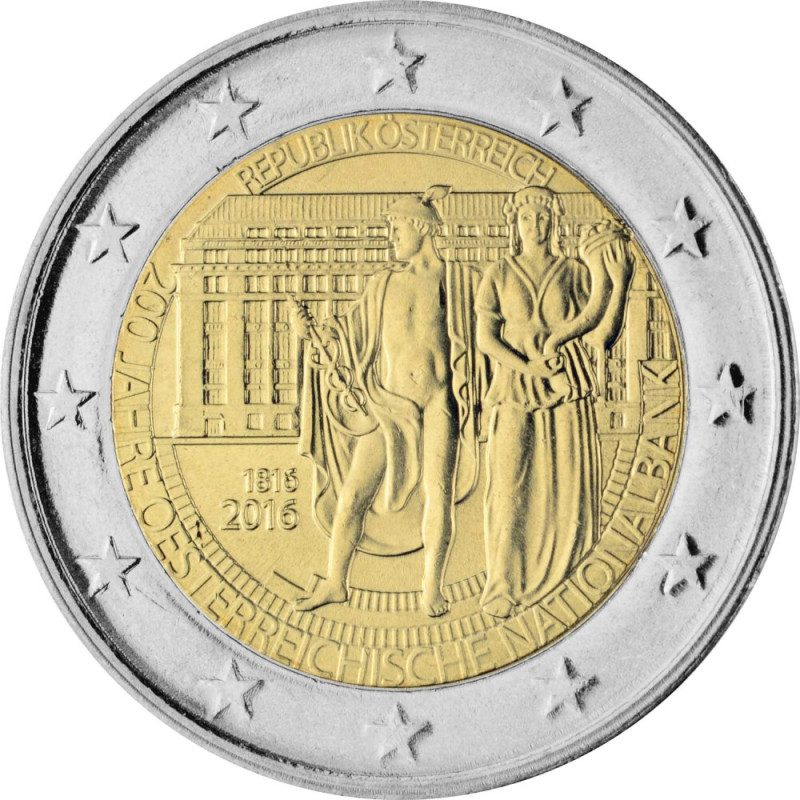 2016 Rakúsko 2 euro- 200 ROKOV NáRODNEJ BANKY UNC