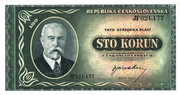 1945 100 korun Masaryk séria JF UNC!!!