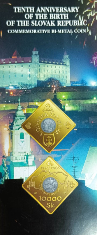Pamätný list 10000 Sk/2003 - Vznik Slovenskej republiky - 10. výročie