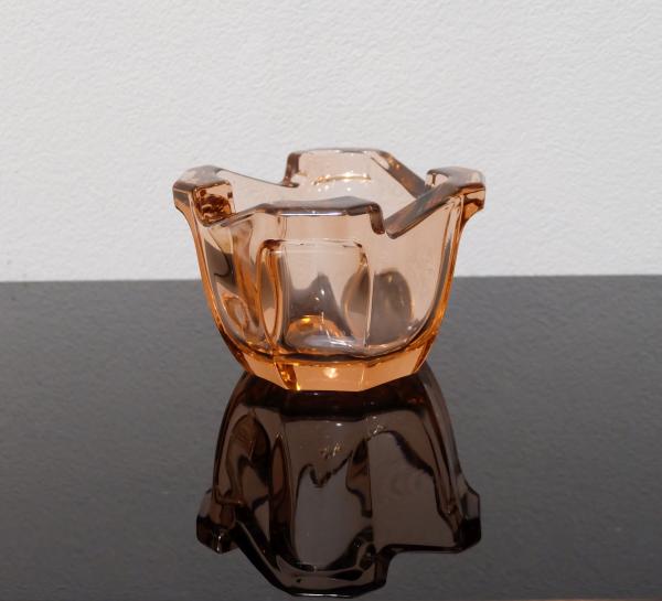 Sklenený kubistický popolník z hutného skla 40 roky