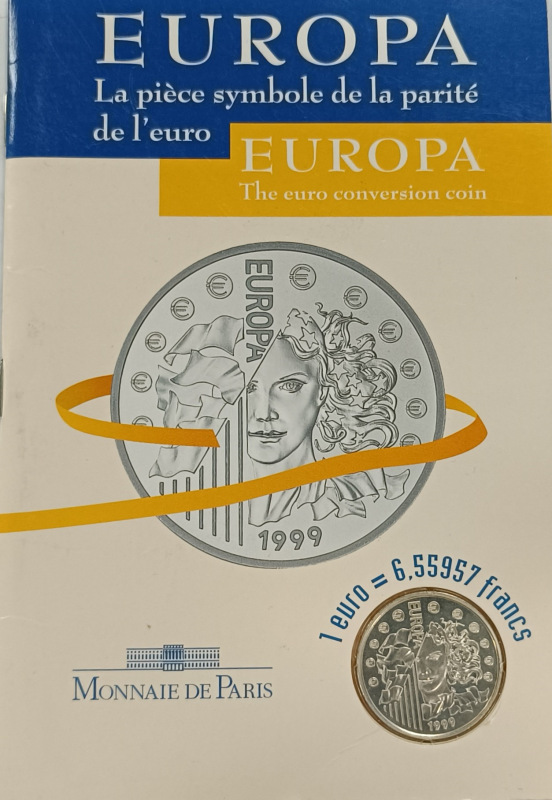 1999 Strieborná medaila k prechodu z francu na euro v pôvodnom obale