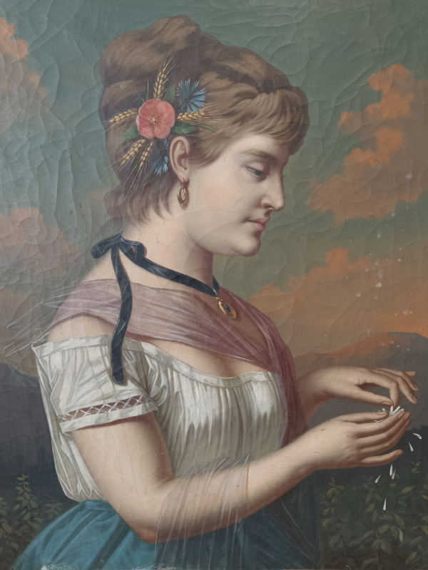 Obraz prelom 18/19 storočie.Dáma