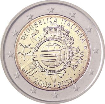 2012 2 EURO Taliansko  - 10. rokov Euro meny