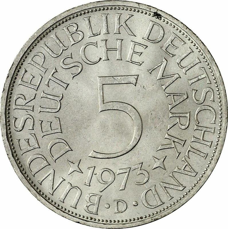 1973Nemecko strieborná 5 marka. DDR 1