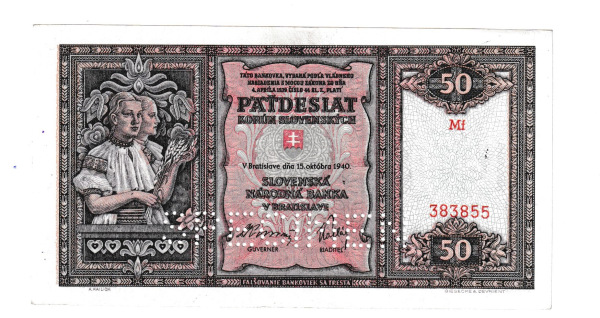 1940 50 korún Mf Specimen AUnc