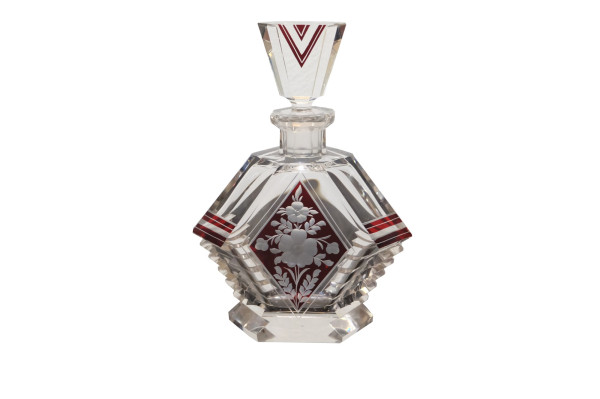 Art deco luxusný set na alkohol z brúseného skla komplet 40 roky