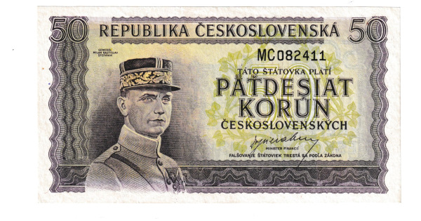 1945 50 kčs Štefánik séria Mc Stav N