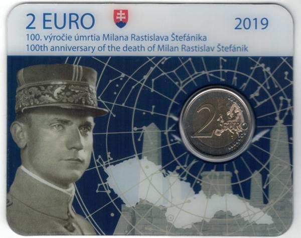 Slovensko 2 euro 2019 Milan Rastislav Štefánik Karta