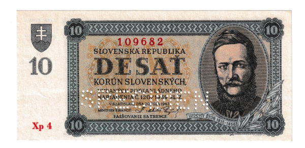 1939 10 Štúr korún Xp Specimen AUnc