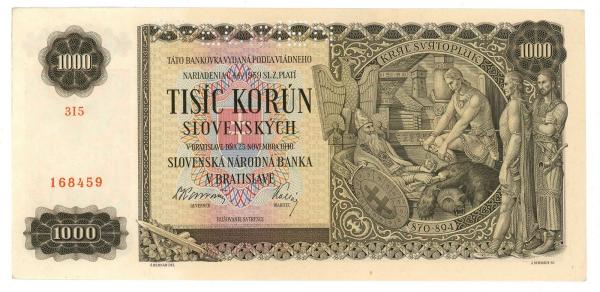 1940 1000 korun Slovenský štát séria 3i5 SPECIMEN