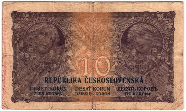 1919 10 korún Československých S.O. 111 VZáCNA BANKOVKA