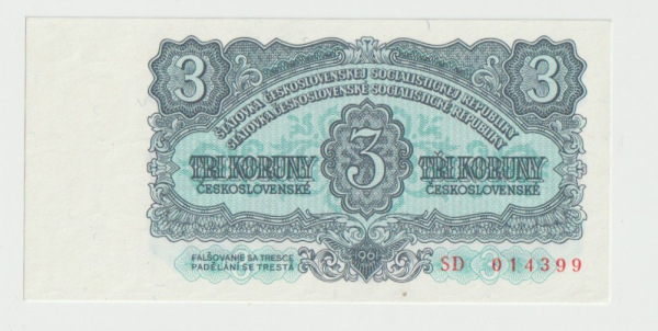 1953 3 kčs séria SD UNC