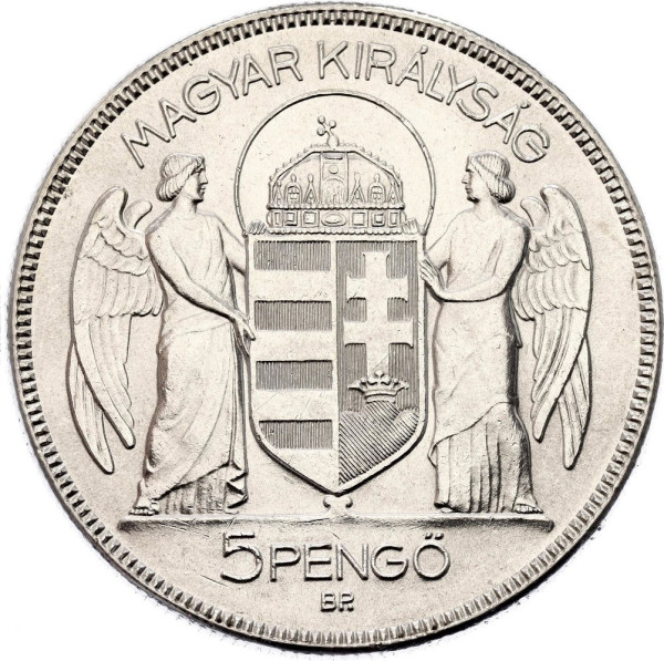 1930 Strieborná minca 5 Pengo Horty 1