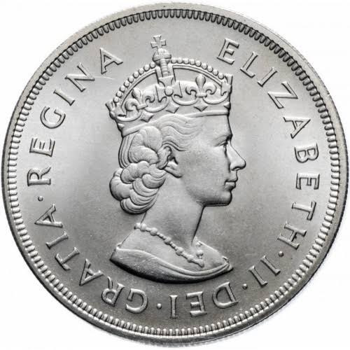 1959 Strieborná mincaBermudy 1 Crown *Elizabeth II Commemorative 1609-1959