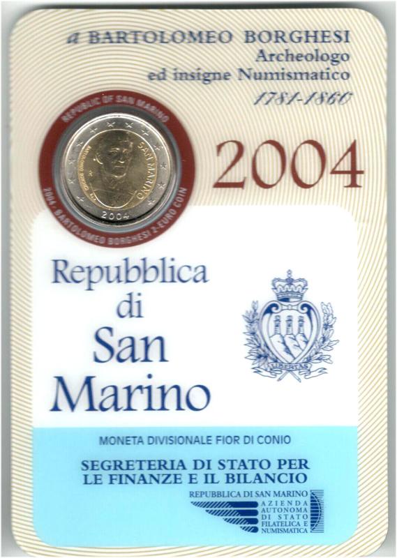 2004 SAN MARINO 2 EURO - BARTOLOMEO BORGHESI (BU)