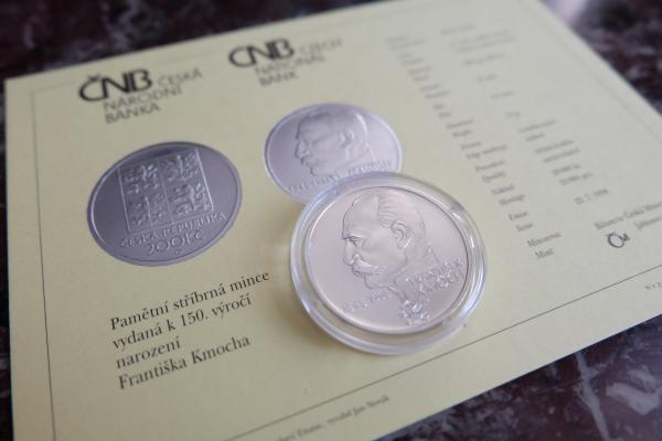 Pamätná strieborná minca 1998. 150. výročie narodenia Františka Kmocha. 200 kč
