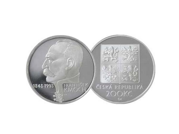 1998 / Pamätná strieborná minca. 150. výročie narodenia Františka Kmocha. 200 kč
