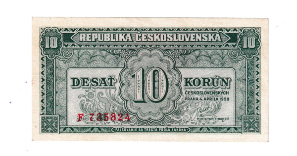 1950 10 Kčš séria F stav Au