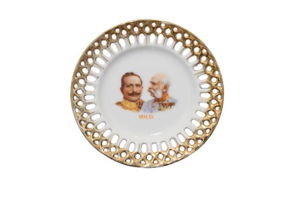 Porcelánový tanier Rakúsko Uhorsko F. Josef a Vilhelm II., top stav