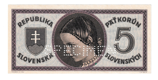 1945 5korún D Specimen AUnc