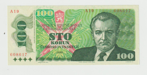 1989 100 Korún Gottwald Československo UNC séria A19